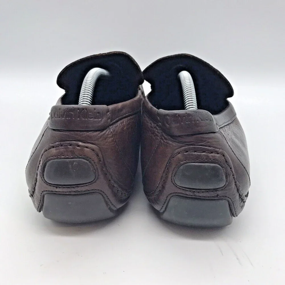 Calvin Klein Michael Brown Leather Driving Loafer Moc Toe Slip On Shoe Men's 12M